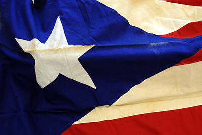 Single blue star on a flag